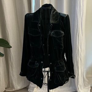 Luxurious Velvet Utility Jacket in Deep Black